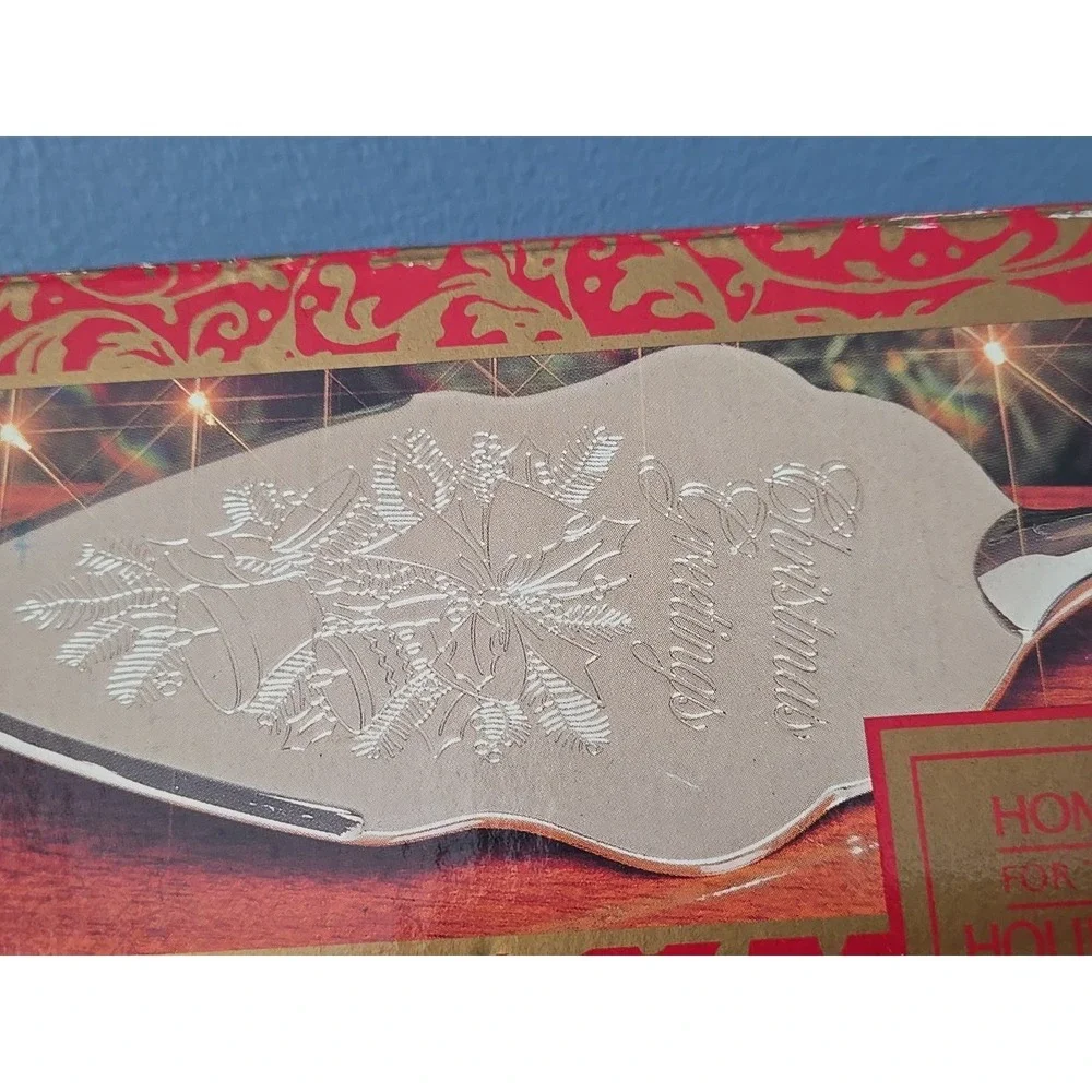 Vintage Silver Plated‎ Pie Server Christmas Greetings Home for the Holidays NEW